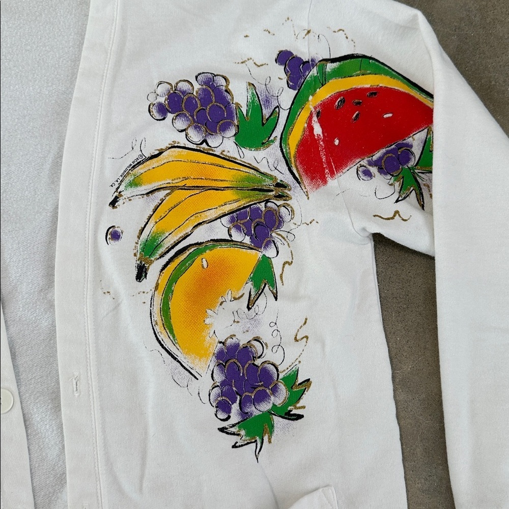 Vintage Myrtle Beach Fruit Print White Cardigan - Picture 2 of 11